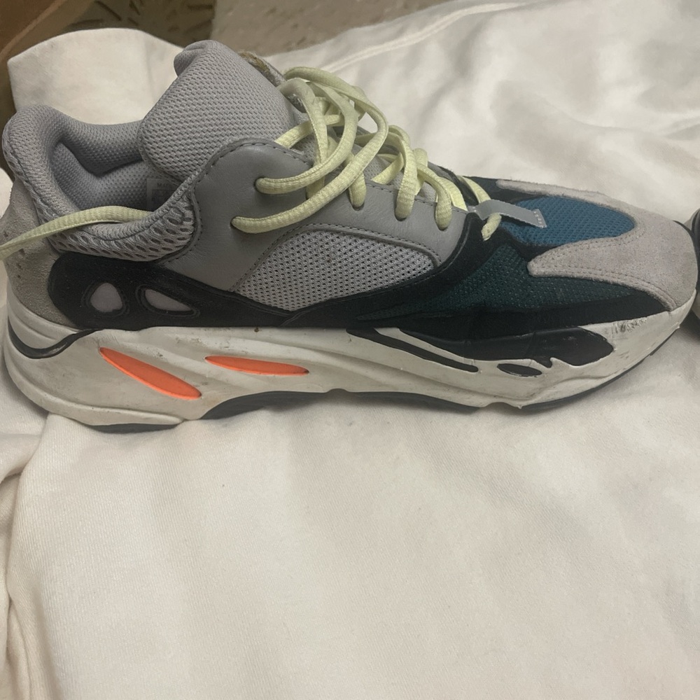 Yeezy Gray and Black Sneakers with Neon Accents